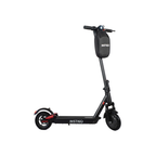 Scooter eléctrico INSTIGO Street en negro con luz delantera encendida y bolsa de transporte en el manubrio