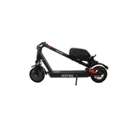 Scooter eléctrico INSTIGO Street plegado, vista lateral completa mostrando el chasis, ruedas y luces LED traseras